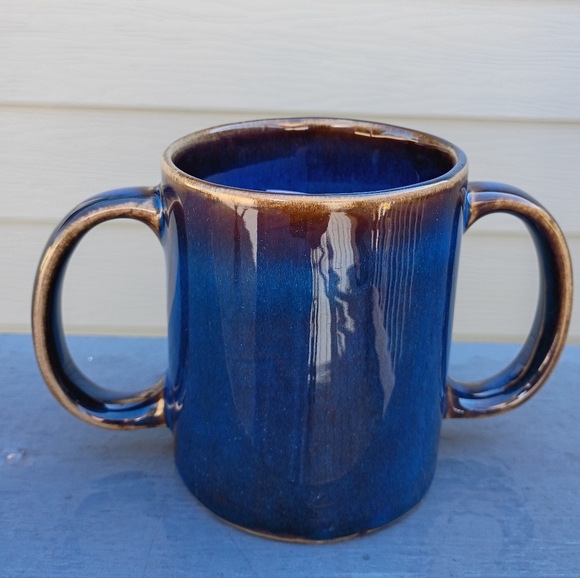 Health Goods Other - Elegant Blue Ceramic Cup with Dual Handles For Easy Handling